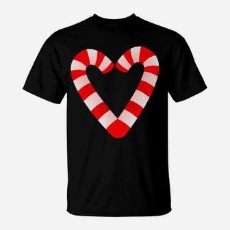 Candy Cane Hearts Tee Christmas Xmas Holidays Santa Gift Tee T-Shirt | Crazezy