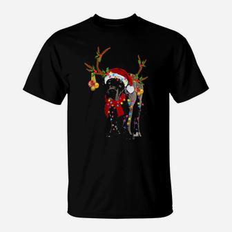Cane Corso Reindeer Wear Scarf And Hat Shape For Irish T-Shirt - Monsterry