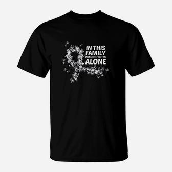 Canker No One Fights Alone Family Support White Ribbon T-Shirt | Crazezy