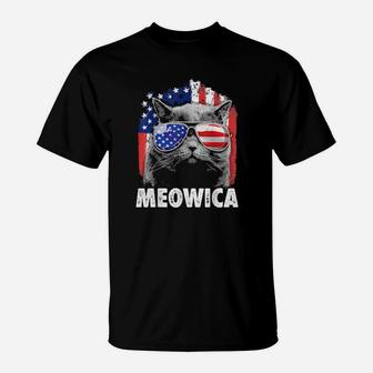 Cat 4Th Of July Meowica Merica Boys Girls American Flag T-Shirt - Monsterry CA