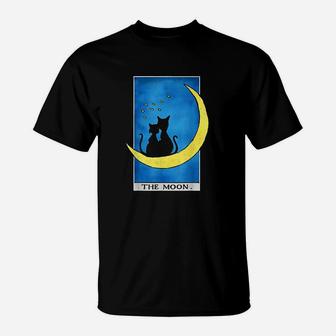 Cat And Moon Tarot With Two Cats And Crescent Moon T-Shirt | Crazezy