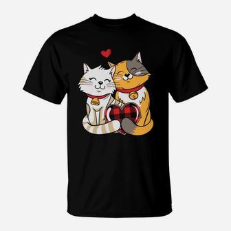 Cat Couple In Love Valentine Gift Happy Valentines Day T-Shirt - Seseable
