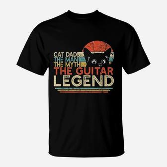 Cat Dad Man Myth Guitar Legend Guitar Player T-Shirt | Crazezy