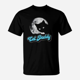 Cat Daddy Vintage Eighties Style Cat Retro Full Moon T-Shirt | Crazezy