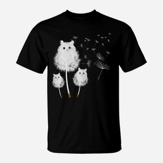 Cat Dandelion Amazing Flower Cat Lover Design Women Girls T-Shirt | Crazezy
