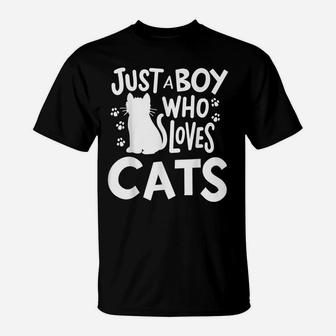Cat Just A Boy Who Loves Cats Gift For Cat Lovers T-Shirt | Crazezy DE