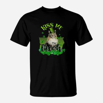 Cat Kiss Me Im Irish With St Patricks Day T-Shirt - Monsterry