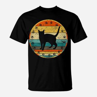 Cat Lover Gift Retro Style Design Fun Vintage Black Cat Cats T-Shirt | Crazezy AU