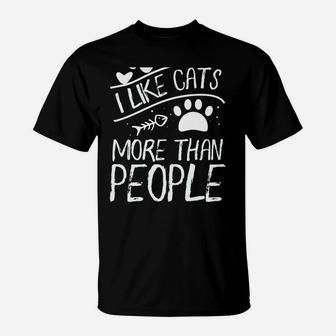 Cat Lover Tee | I Like Cats More Than People T-Shirt | Crazezy CA