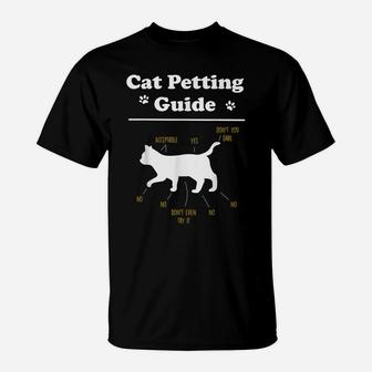 Cat Petting Guide Funny Cat Owner Pet Kitten Petting Guide T-Shirt | Crazezy CA