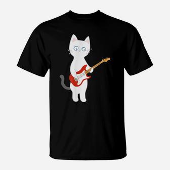 Cat Playing Electric Guitar T-Shirt | Crazezy UK