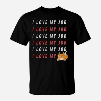 Cat Showing Middle Finger - I Love My Job Grumpy Orange Cat Zip Hoodie T-Shirt | Crazezy DE