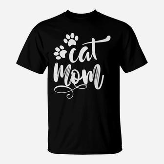 Cat Tshirt Mom Mama Women Funny Retro Clothes Paw T-Shirt | Crazezy CA