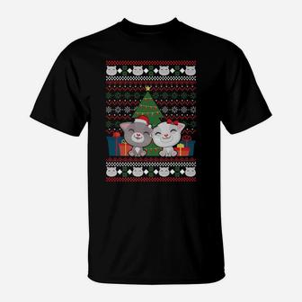Cat Ugly Christmas Funny Holiday Kitten Family Xmas Gift T-Shirt | Crazezy