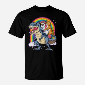 Cat Unicorn Dinosaur T Rex T Shirt Kitten Lover Space Galaxy T-Shirt | Crazezy CA