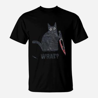 Cat What Funny Black Cat T-Shirt | Crazezy