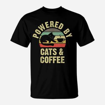 Cats & Coffee Lovers Funny Vintage Cat Kitty Kitten Lover T-Shirt | Crazezy