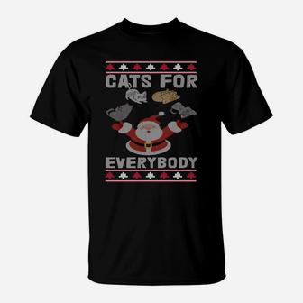 Cats For Everybody Christmas Ugly Sweater Funny Cat Lover Sweatshirt T-Shirt | Crazezy