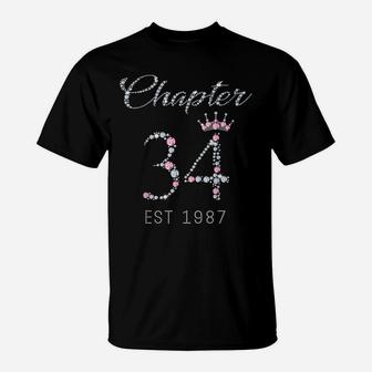 Chapter 34 Est 1987 34Th Birthday Tee Gift For Womens T-Shirt | Crazezy