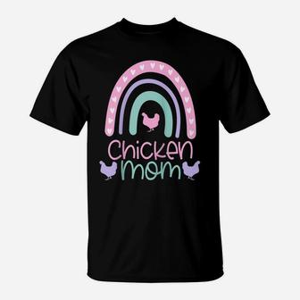 Chicken Mom Boho Rainbow Chicken Farmer Owner Funny Gift Raglan Baseball Tee T-Shirt | Crazezy