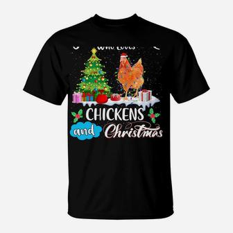 Chicken Santa Christmas Pajamas Funny Xmas Just A Girl Loves Sweatshirt T-Shirt | Crazezy DE