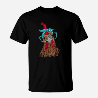 Chicken With Headband And Glasses Cute T-Shirt | Crazezy AU