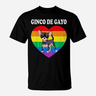 Chihuahua Dog Rainbow Heart Cinco De Gayo Gay Lgbt Pride T-Shirt - Monsterry