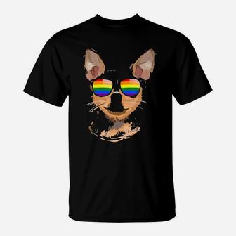 Chihuahua Face Rainbow Sunglasses Gay Pride Lgbt Gift T-Shirt - Monsterry AU