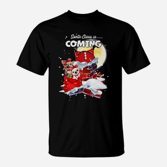Chihuahua Santa Is Coming Gift T-Shirt - Monsterry