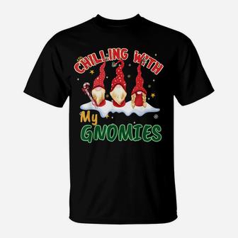 Chillin With My Gnomies Christmas Pamajas Family Funny Xmas T-Shirt | Crazezy
