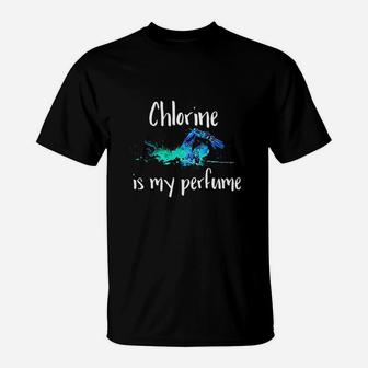 Chlorine Is My Perfume Swim Funny Swimmer T-Shirt | Crazezy AU