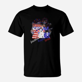 Christian Patriotic Pups Faith Hope And Love Inspirational T-Shirt - Monsterry