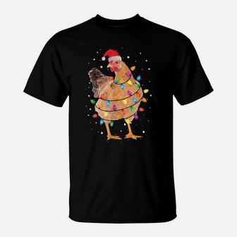 Christmas Chicken Shirt Hen Tree Lights Xmas Funny Chicken T-Shirt | Crazezy UK