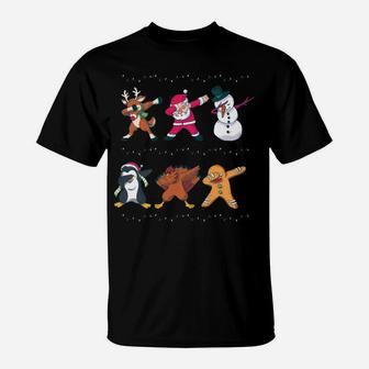 Christmas Dabbing Santa Friends Dab Dance Xmas Lights Gift T-Shirt | Crazezy