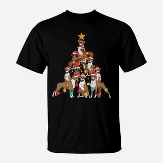 Christmas Dog Boxer Tree Holiday Gifts Dog Lover Funny Xmas T-Shirt | Crazezy CA