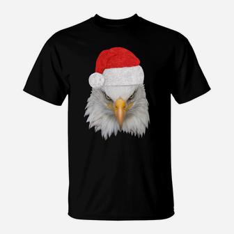Christmas Eagle Patriotic Bald Eagle With Santa Hat Sweatshirt T-Shirt | Crazezy