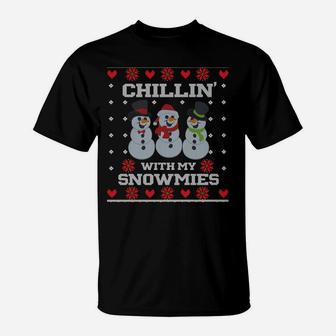 Christmas Fishing Snowman Chillin' With My Snowmies Sweatshirt T-Shirt | Crazezy AU