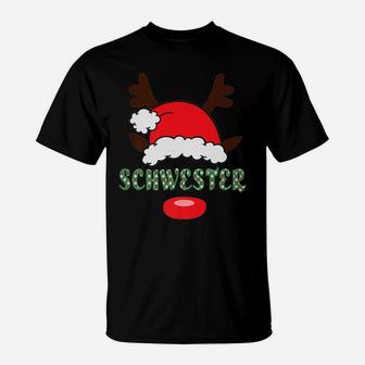 Christmas Holiday Santa Hat Reindeer Antlers Schwester T-Shirt | Crazezy DE