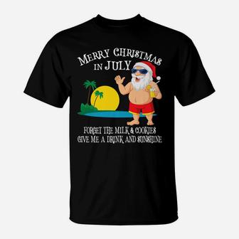 Christmas In July Pool Party Santa Men Women Vacation Gift T-Shirt | Crazezy UK