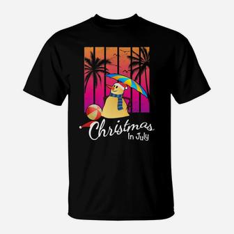 Christmas In July Tee Funny Snowman Summer Beach Vacation T-Shirt | Crazezy