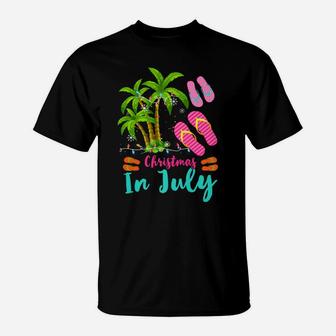 Christmas In July Ugly Christmas Flip Flops Summer Vacation T-Shirt | Crazezy DE
