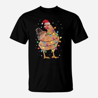 Christmas Lights Chicken Shirt Santa Funny Xmas Tree Chicken Sweatshirt T-Shirt | Crazezy CA