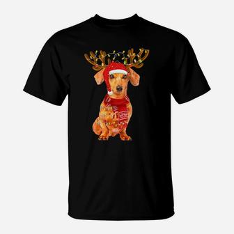 Christmas Lights Dachshund Dog Lover Dog Dad Dog Mom Sweatshirt T-Shirt | Crazezy