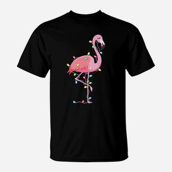 Christmas Lights Flamingo Lover Funny Xmas Gift T-Shirt | Crazezy