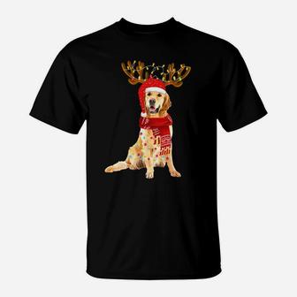 Christmas Lights Golden Retriever Dog Lover Dog Dad Dog Mom Sweatshirt T-Shirt | Crazezy