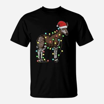 Christmas Lights Okapi Lover Funny Xmas Holiday Gift T-Shirt | Crazezy