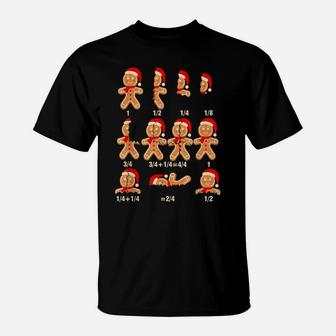 Christmas Math Teacher Equation Gingerbread With Santa Hat T-Shirt | Crazezy DE