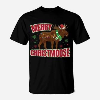 Christmas Merry Christmoose Moose Antlers Design Sweatshirt T-Shirt | Crazezy
