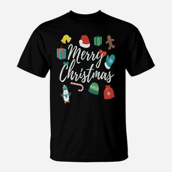 Christmas Merry Presents Gifts Candy Cane Design Sweatshirt T-Shirt | Crazezy UK
