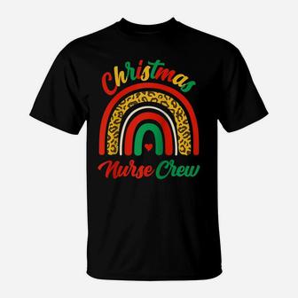 Christmas Nurse Crew Plaid Leopard Rainbow Xmas Pajamas Pjs Raglan Baseball Tee T-Shirt | Crazezy CA